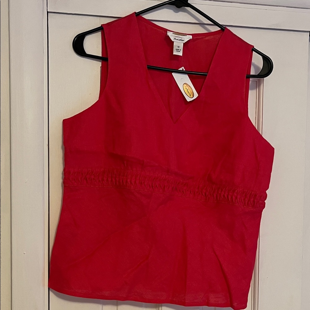 Vintage Talbots Deep Coral Sleeveless Blouse